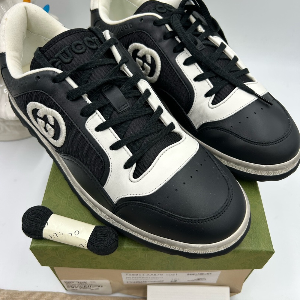 Men's Gucci  Mac 80 Leather distressed low top sneakers size 10.5 made in Italy - Picture 3 of 11